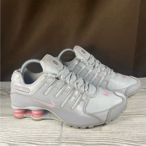 Light pink and white Nike Shox